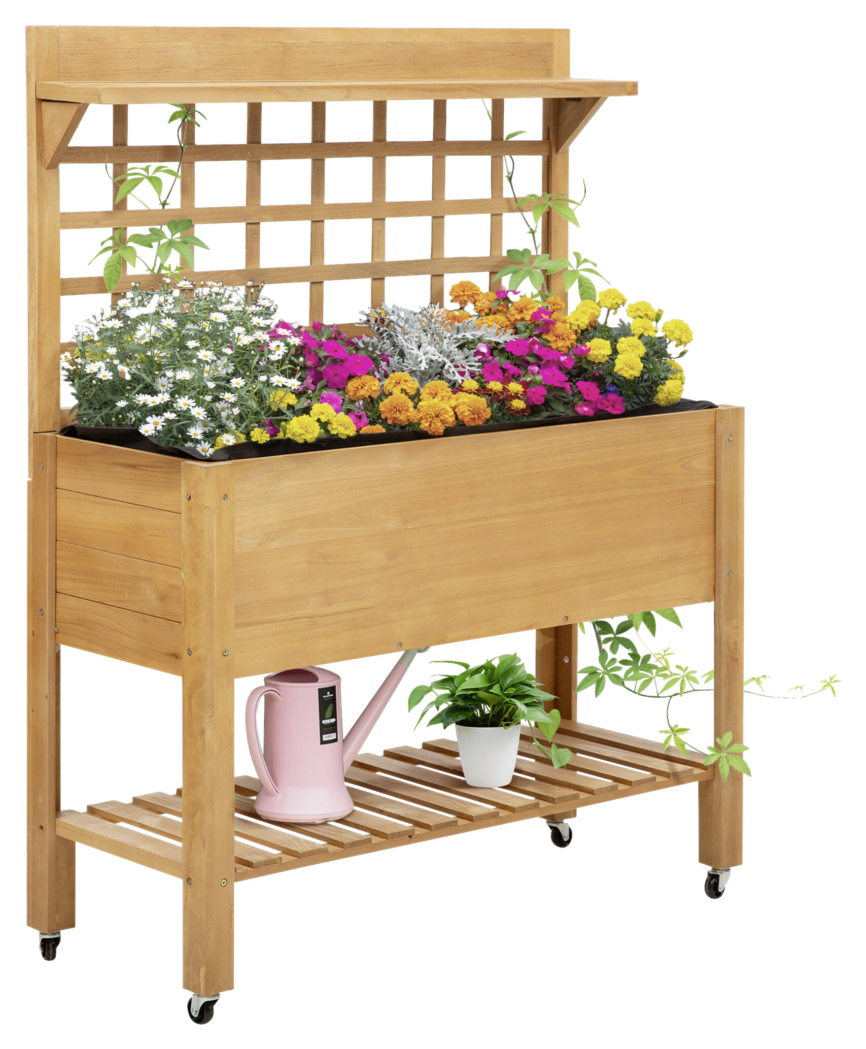 Outsunny Pflanztisch hellbraun B/H/L: ca. 40x135x105 cm