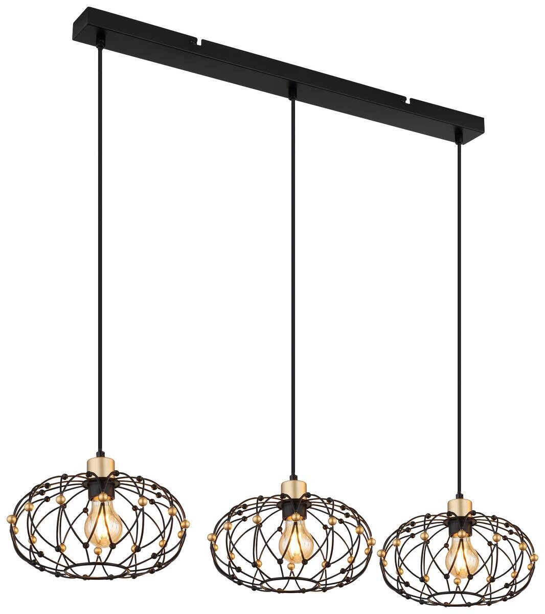 GLOBO Pendelleuchte mattschwarz Metall B/H/T/L: ca. 28x150x95x95 cm E27 3 Brennstellen