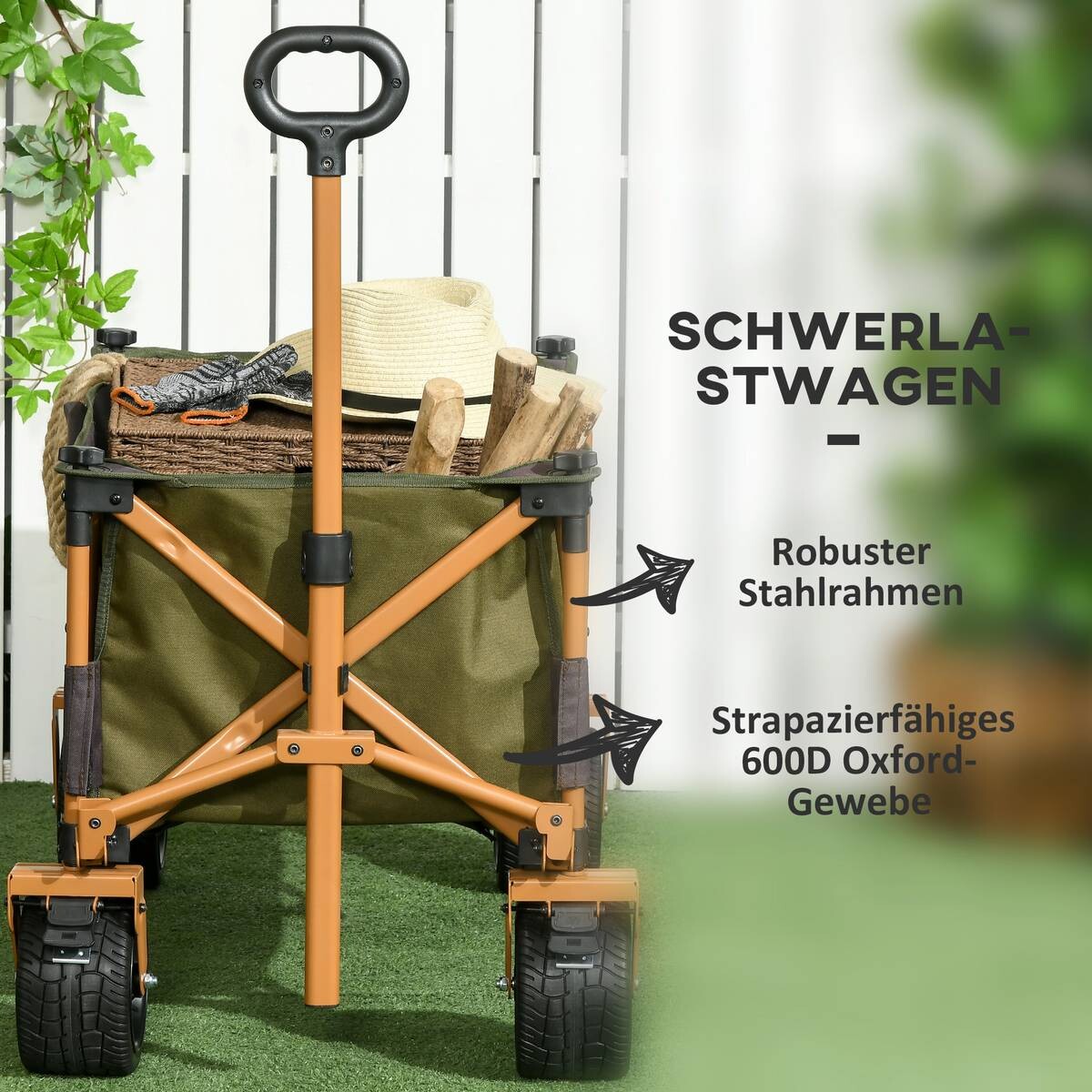 Outsunny Bollerwagen grün B/H/L: ca. 55x93x108 cm