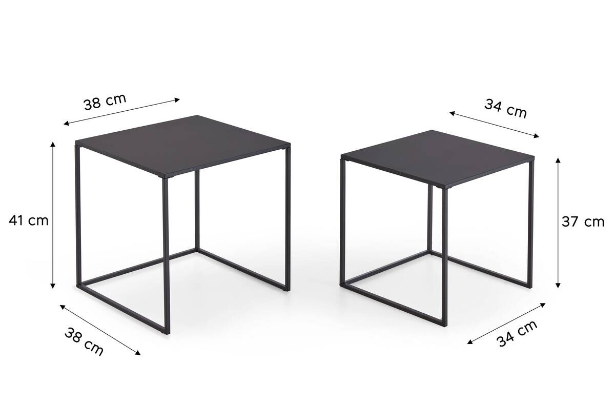 xonox.home Couchtisch 2er Set schwarz B/H/T: ca. 38x41x38 cm