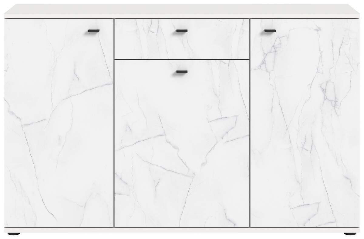 Sideboard Stone weiß Marmoroptik B/H/T: ca. 139x88x41 cm