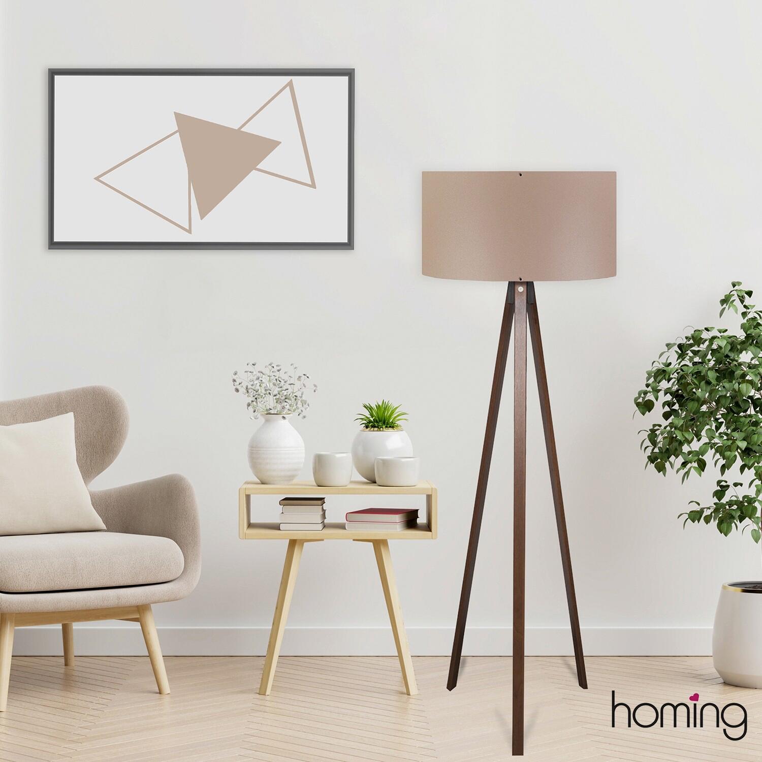 Opviq Stehleuchte braun PVC MDF B/H/T/L/D: ca. 38x140x38x38x38 cm E27 1 Brennstellen