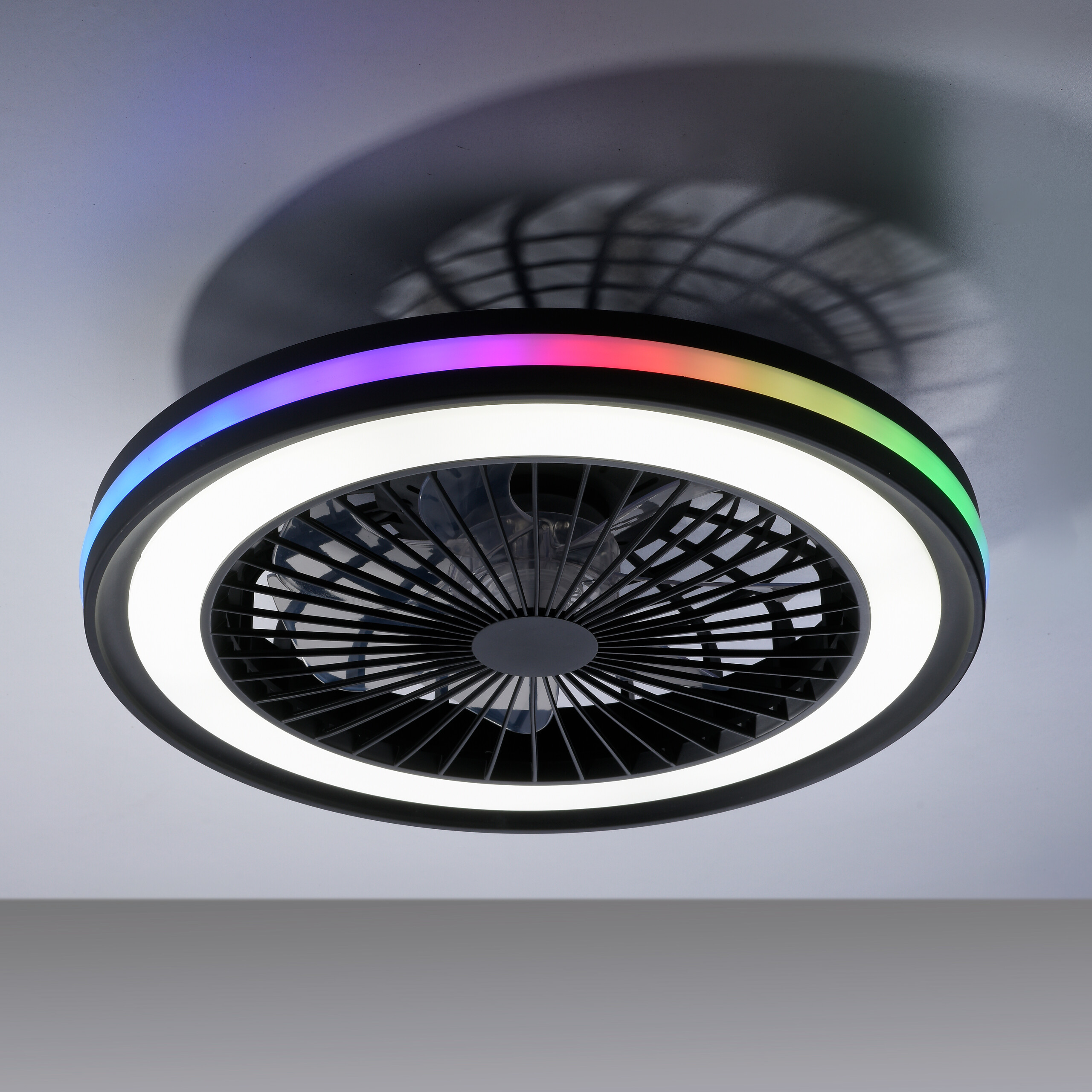 Just Light LED-Deckenventilator Brandon schwarz B/H/L: ca. 45,5x14x45,5 cm max. 36 W