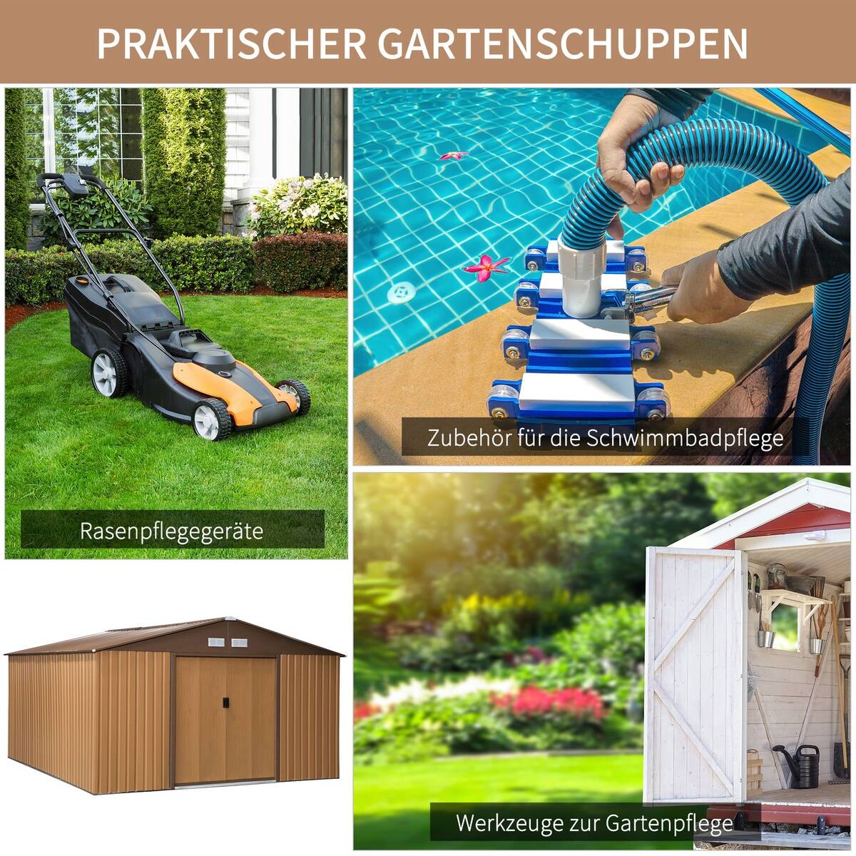 Outsunny Gartenhaus braun B/H/L: ca. 386x200x340 cm