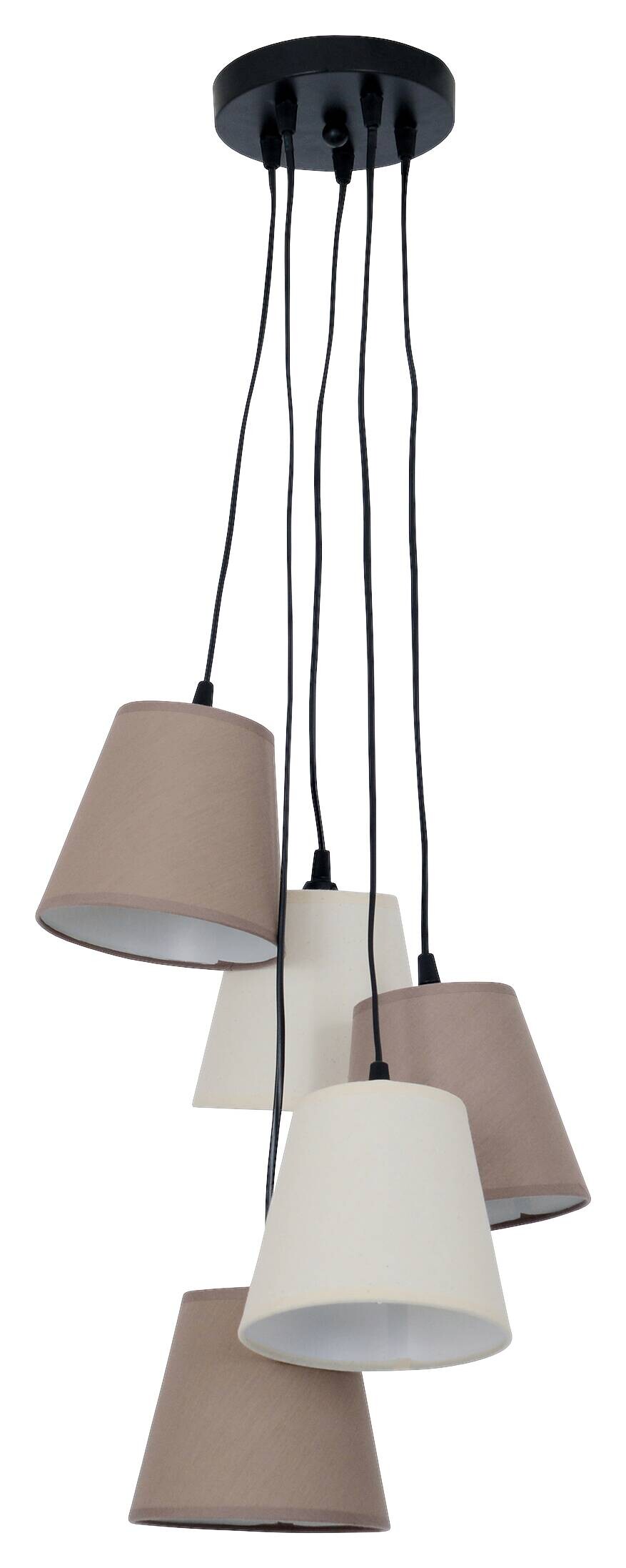 Näve Leuchten Pendelleuchte 7062511 beige Textil Metall B/H/T: ca. 16x14x16 cm E14 5 Brennstellen