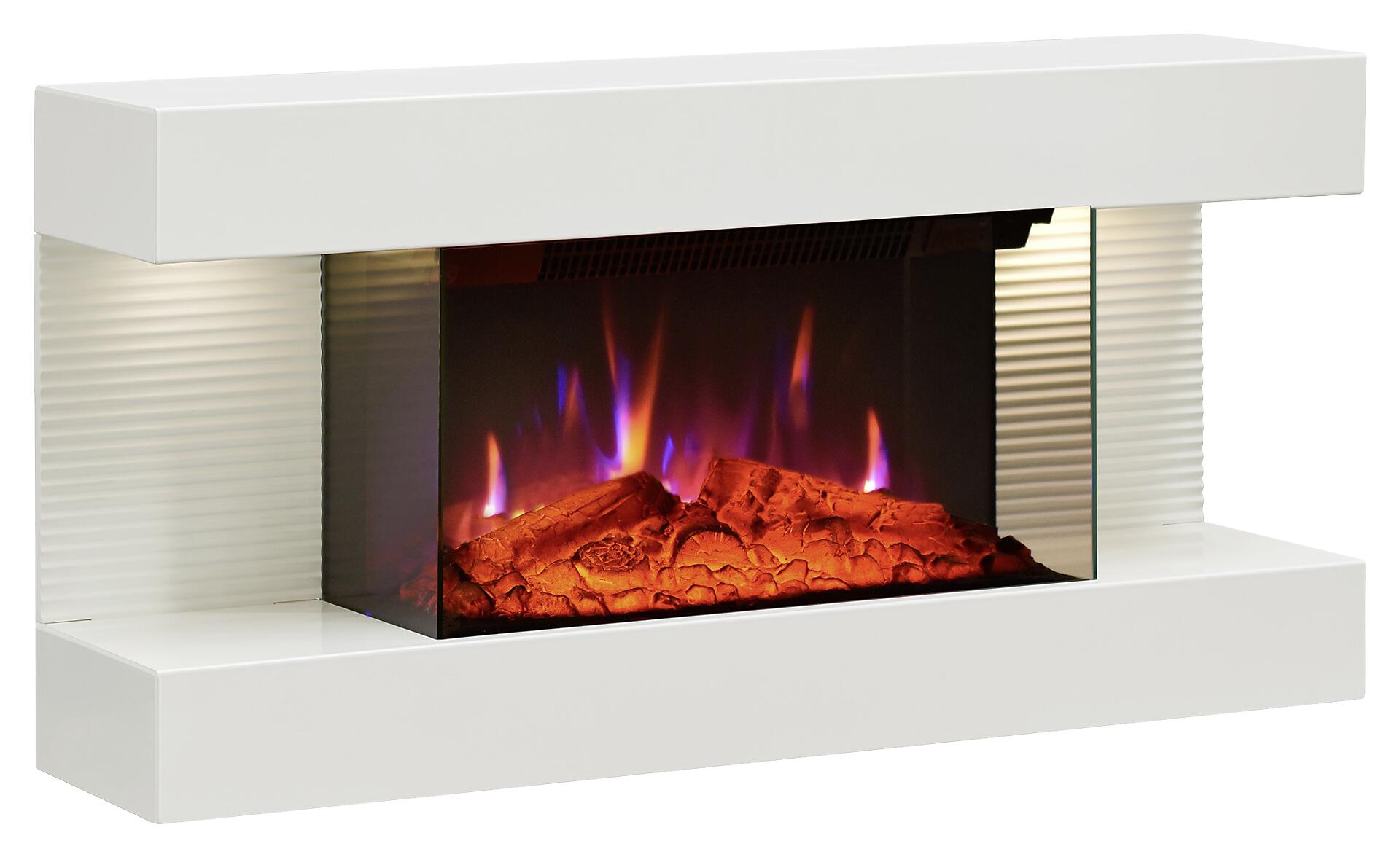 Balderia Elektrischer-Kamin weiß Metall B/H/T: ca. 82x41,8x21,6 cm