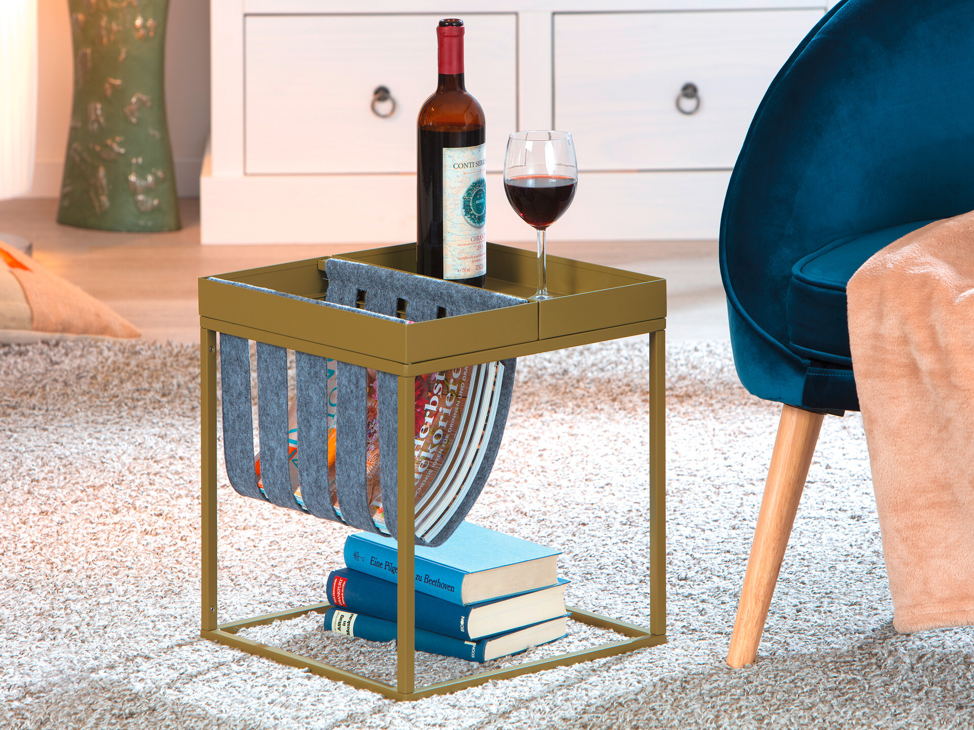 Zeitungsständer Club NY braun Metall B/H/T: ca. 35x40x35 cm