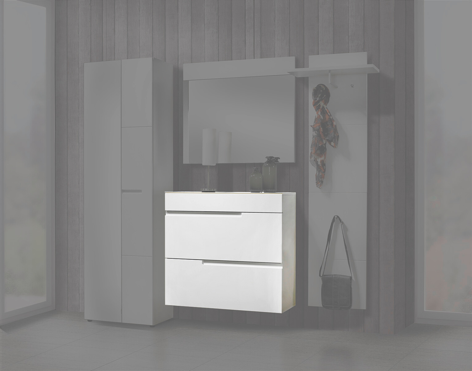 Schuhkommode Mailand weiß weiß Hochglanz B/H/T: ca. 90x83,5x35 cm