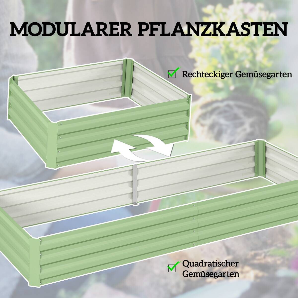 Outsunny Hochbeet grün Stahl B/H/L: ca. 90,5x30x241 cm