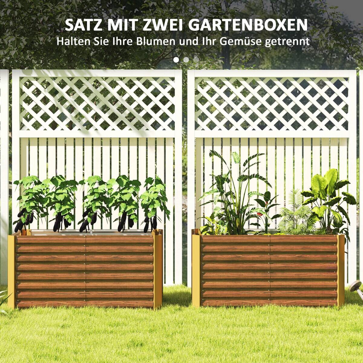Outsunny Hochbeet 2er Set braun Stahl B/H/L: ca. 60x60x120 cm