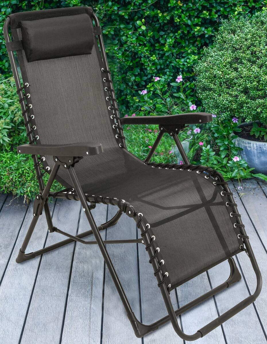 Relaxsessel schwarz Stahl B/H/L: ca. 63x107x93 cm