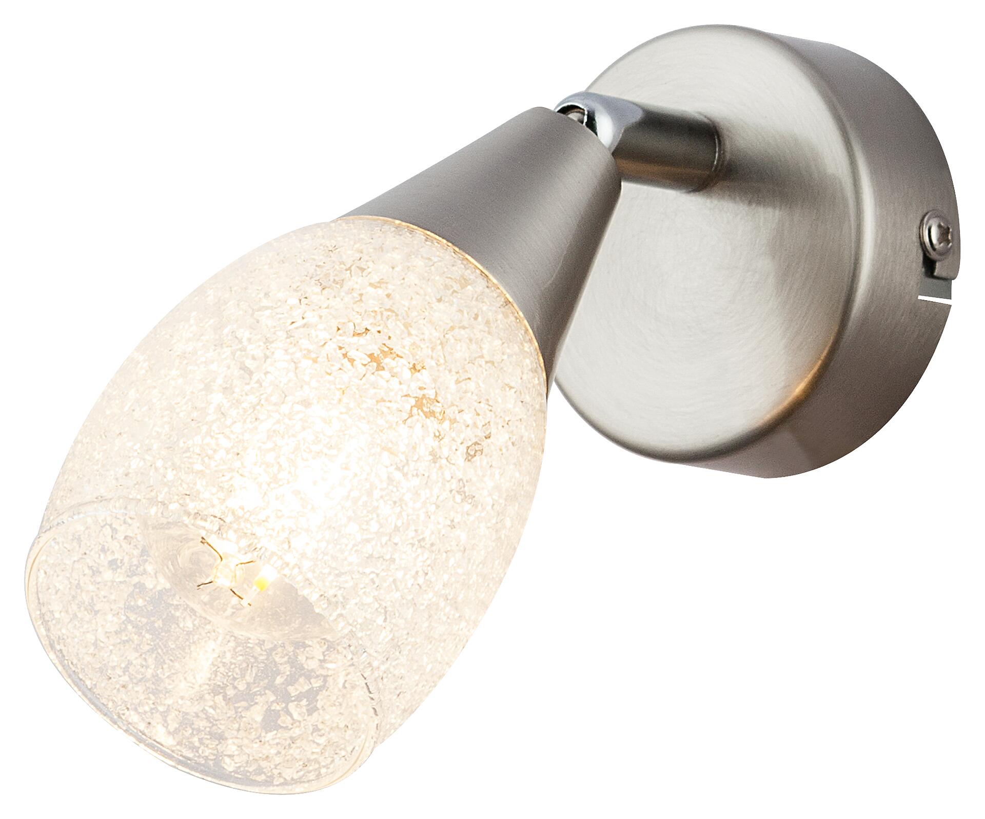 GLOBO Spot Franziska nickel matt klar Glas Metall Acryl B/L: ca. 7x14 cm 1 Brennstellen