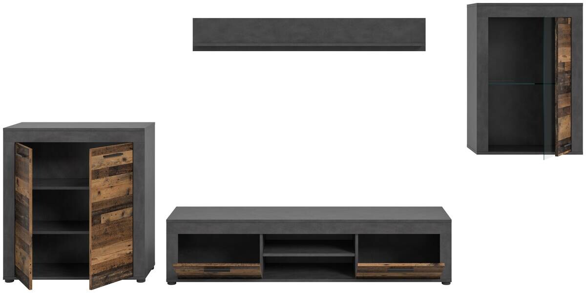 Wohnwand Jam Matera Nachbildung Old Wood Nachbildung B/H/T: ca. 169x330x35 cm