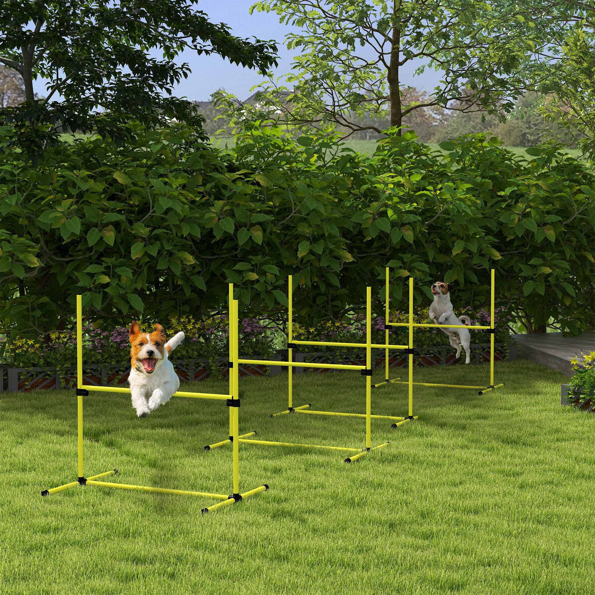 PawHut Hunde-Agility-Set gelb Kunststoff B/H/L: ca. 65x94x99 cm
