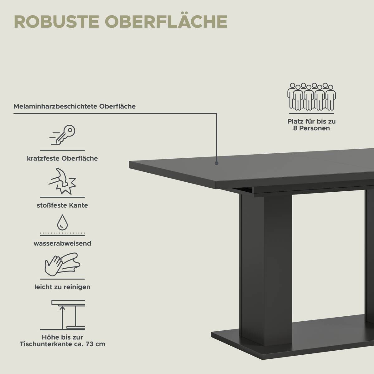 Esstisch MOTION grau B/H/T: ca. 150x76x90 cm