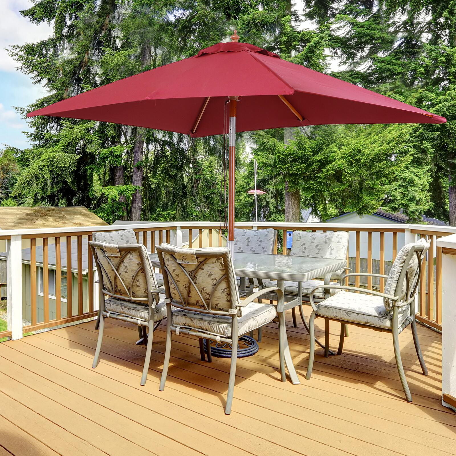 Outsunny Sonnenschirm weinrot Holz B/H/L: ca. 150x230x200 cm