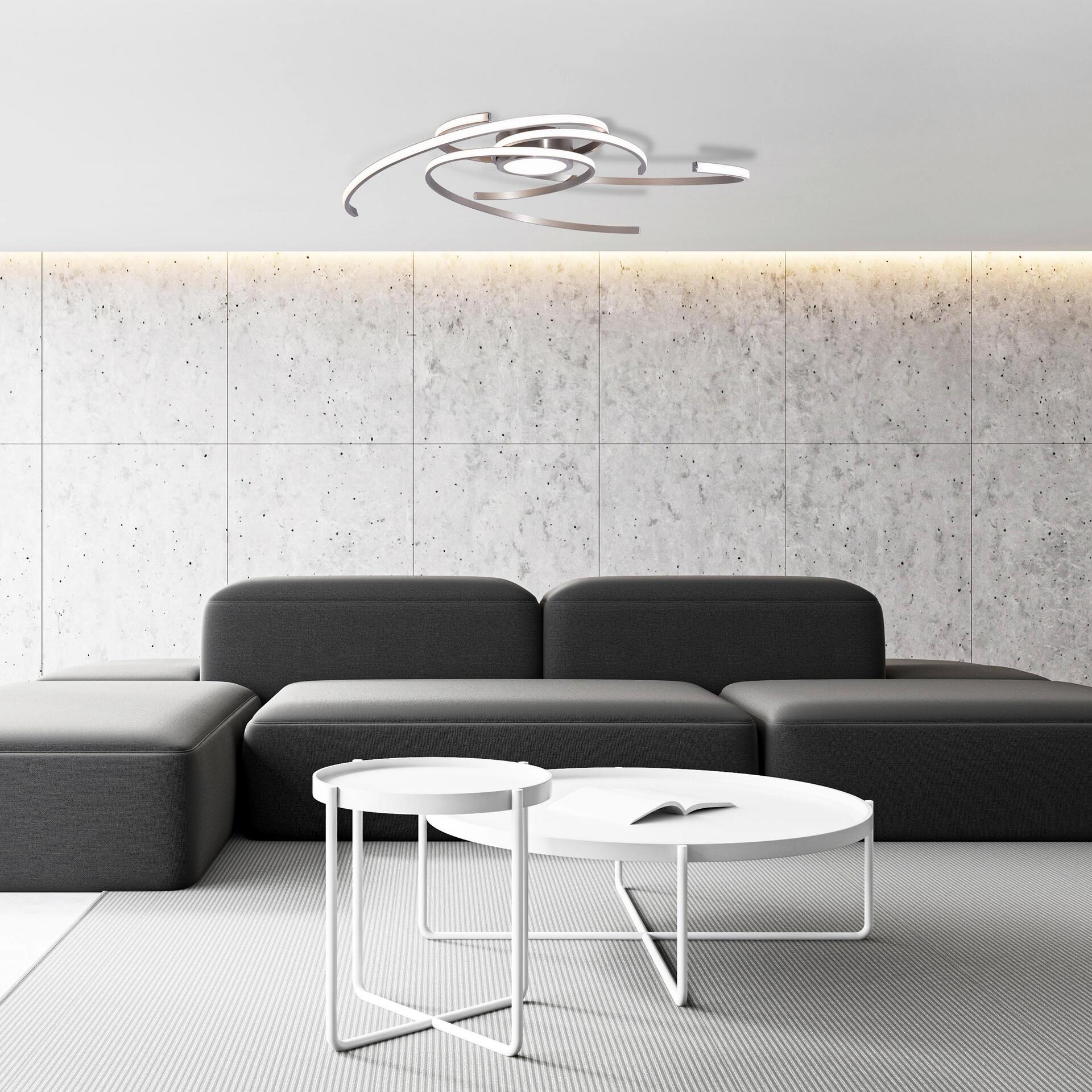 Näve Leuchten Deckenleuchte 1395750 stahlfarbig Metall Kunststoff B/H/T: ca. 75x6x75 cm null 4 Brennstellen