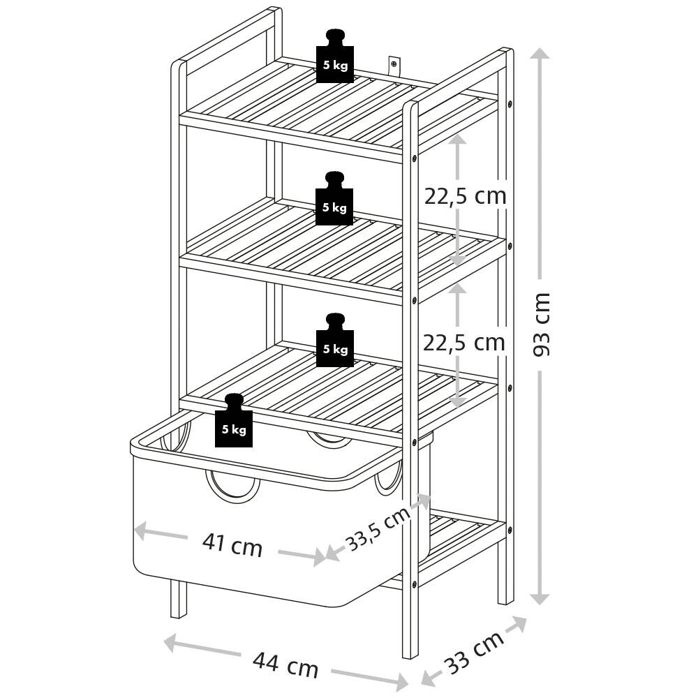 Regal schwarz Polyester B/H/L: ca. 33x93,5x44 cm