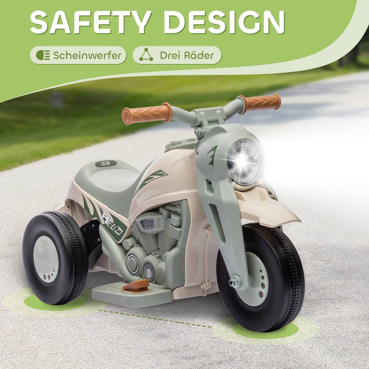 AIYAPLAY Elektromotorrad cremeweiß B/H/L: ca. 36x43,5x80 cm