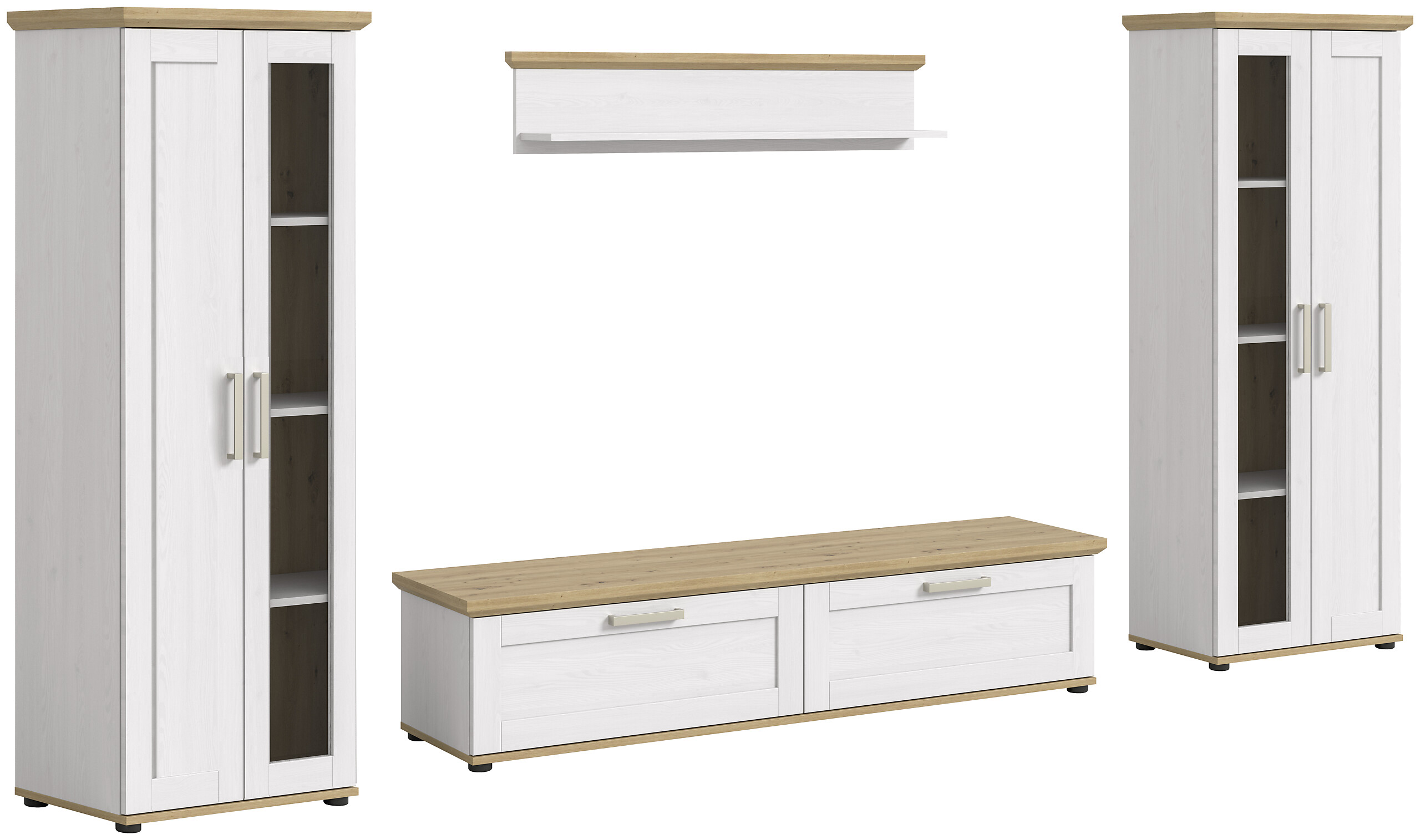 Wohnwand VERONA Lärche Nachbildung Eiche Nachbildung B/H/T: ca. 316x161x40 cm