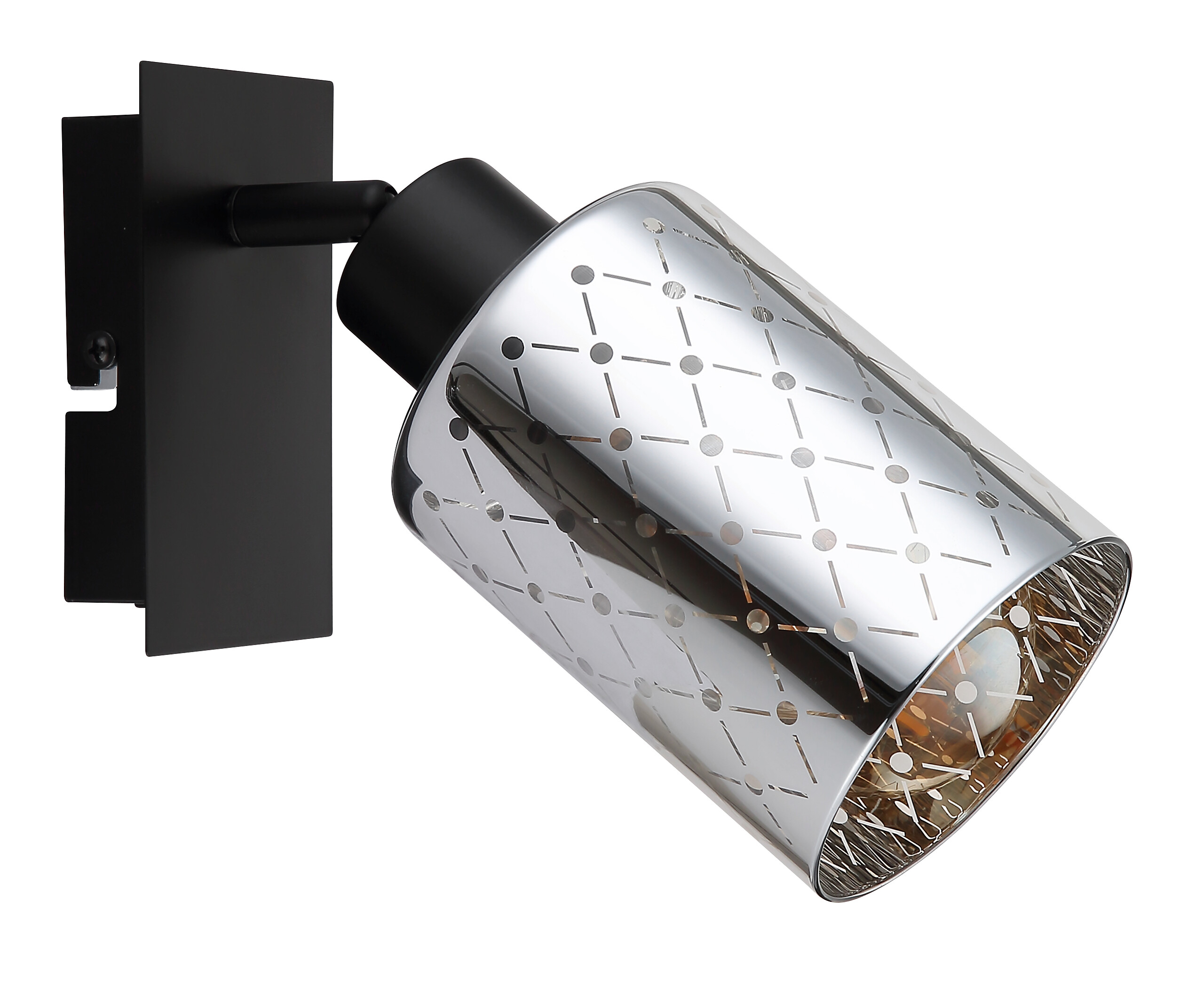 GLOBO Strahler mattschwarz klar Chrom Glas Metall B/H/L: ca. 8x20x16,5 cm E27 1 Brennstellen