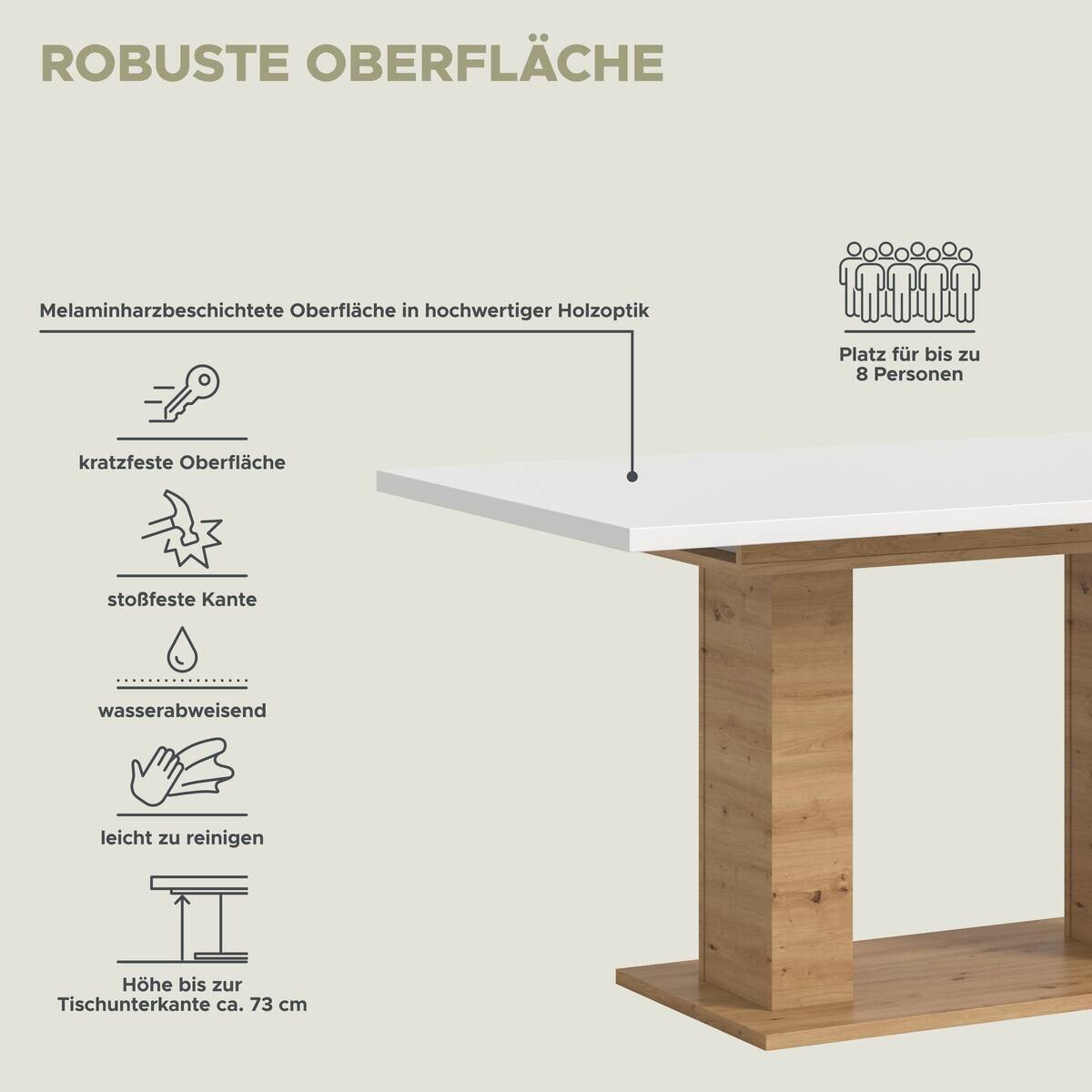 Esstisch MOTION weiß Artisan Nachbildung B/H/T: ca. 150x76x90 cm