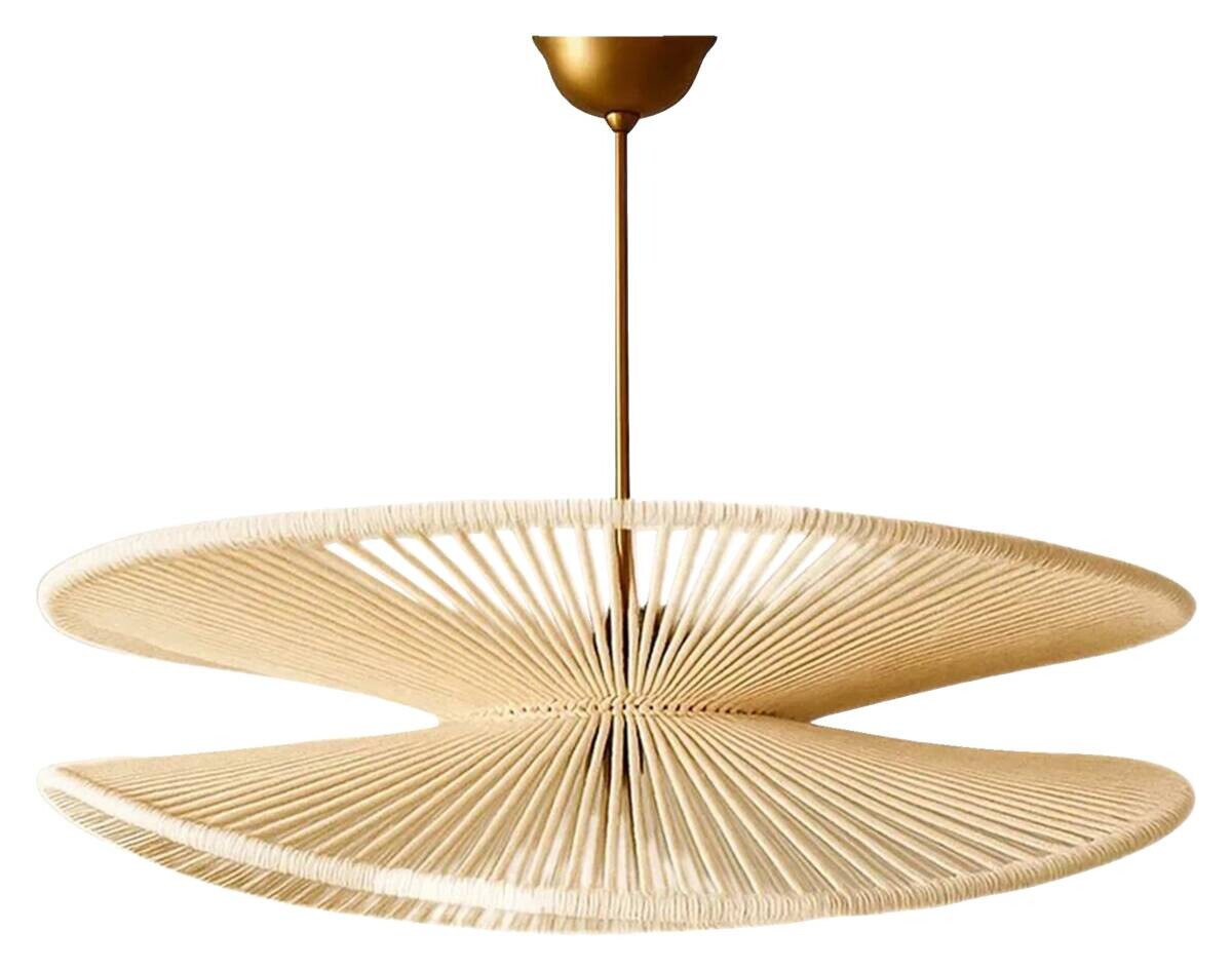 Opviq Pendelleuchte gold ecru Kunststoff B/T/L: ca. 50x50x50 cm E27 1 Brennstellen