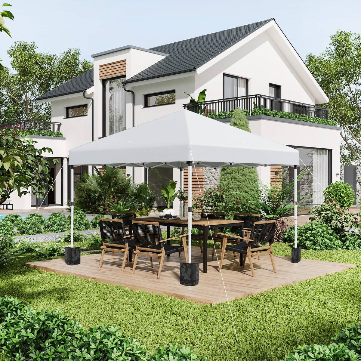 Outsunny Faltpavillon hellgrau Stahl B/H/L: ca. 297x274x297 cm