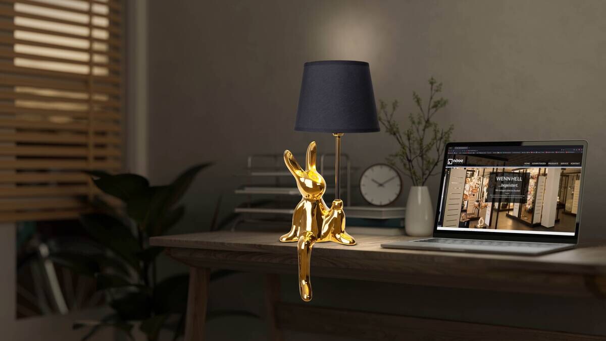 Näve Leuchten Tischleuchte gold Keramik B/H/T/D: ca. 18x45x18x18 cm E14 1 Brennstellen