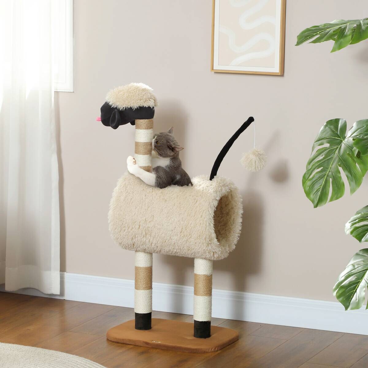 PawHut Kratzbaum braun Polyester B/H/L: ca. 34x98x48 cm