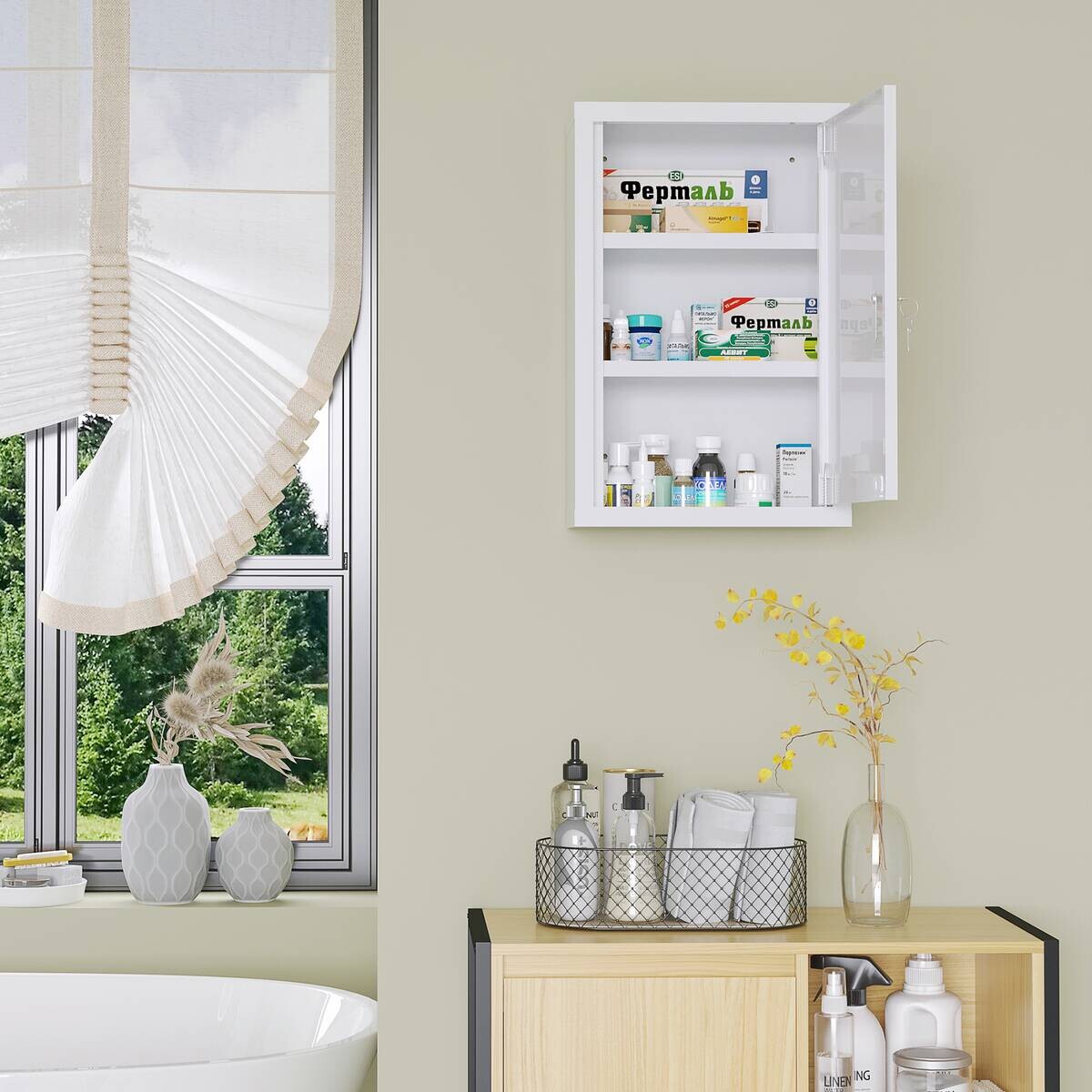 Medizinschrank weiß Polypropylen B/H/L: ca. 14x30x46 cm