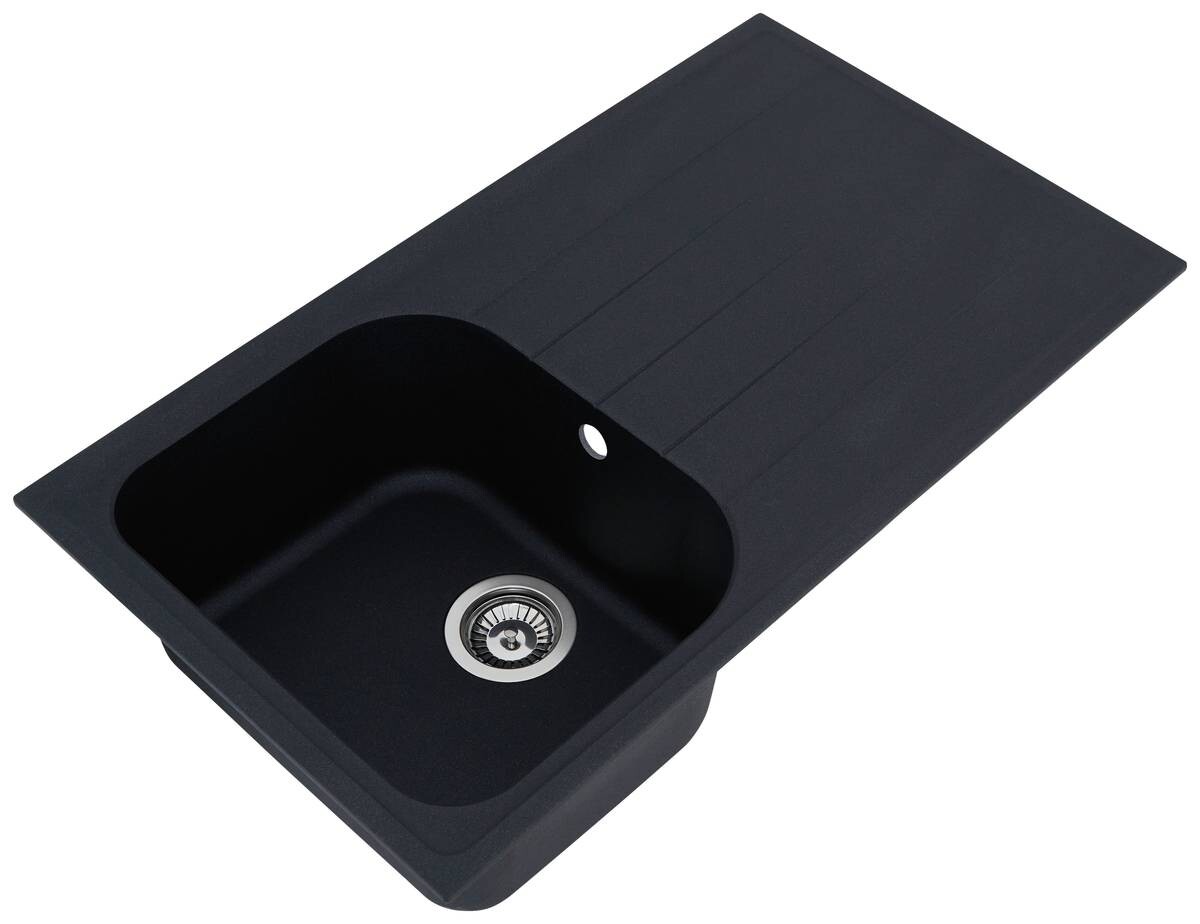 Respekta Einbauspüle Orlando 86 x 50 S schwarz Granitverbundmaterial B/H/T: ca. 86x20,9x50 cm