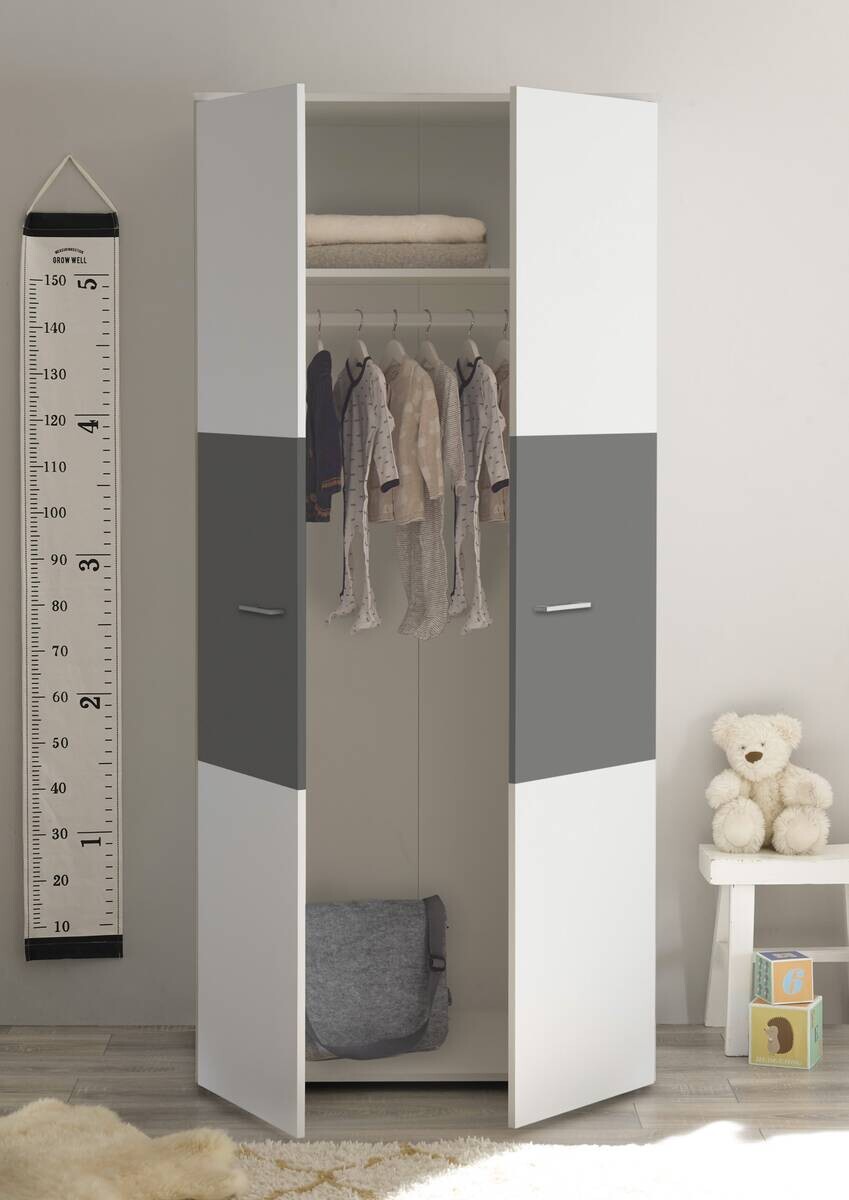 Kleiderschrank Alex weiß Graphit B/H/T: ca. 90x195x60 cm