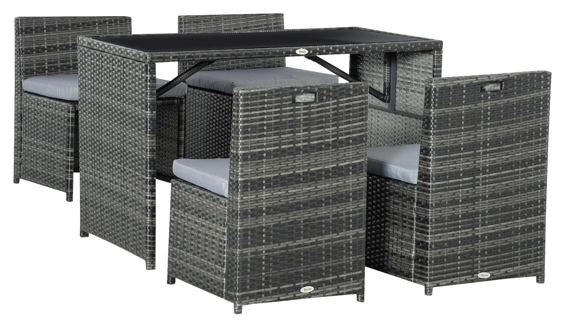 Outsunny Sitzgruppe grau Polypropylen B/H/L: ca. 69x120x77,5 cm