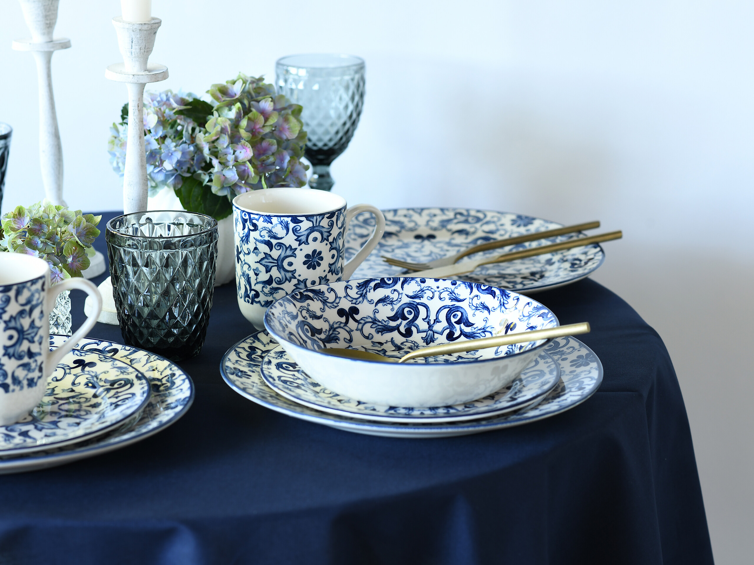 CreaTable Kombiservice Fresco blau Steingut 16 tlg.