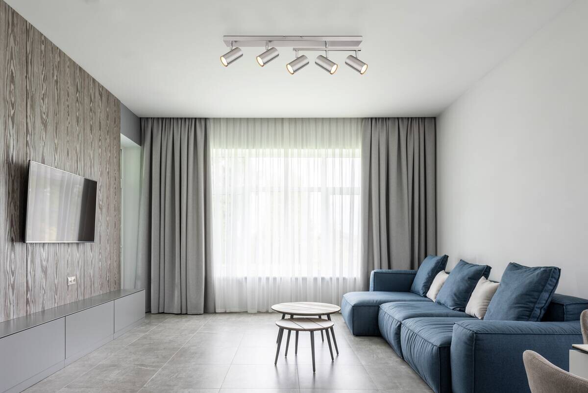 GLOBO Spot Chrom nickel matt Metall B/H/T: ca. 35x17x70 cm GU10 5 Brennstellen