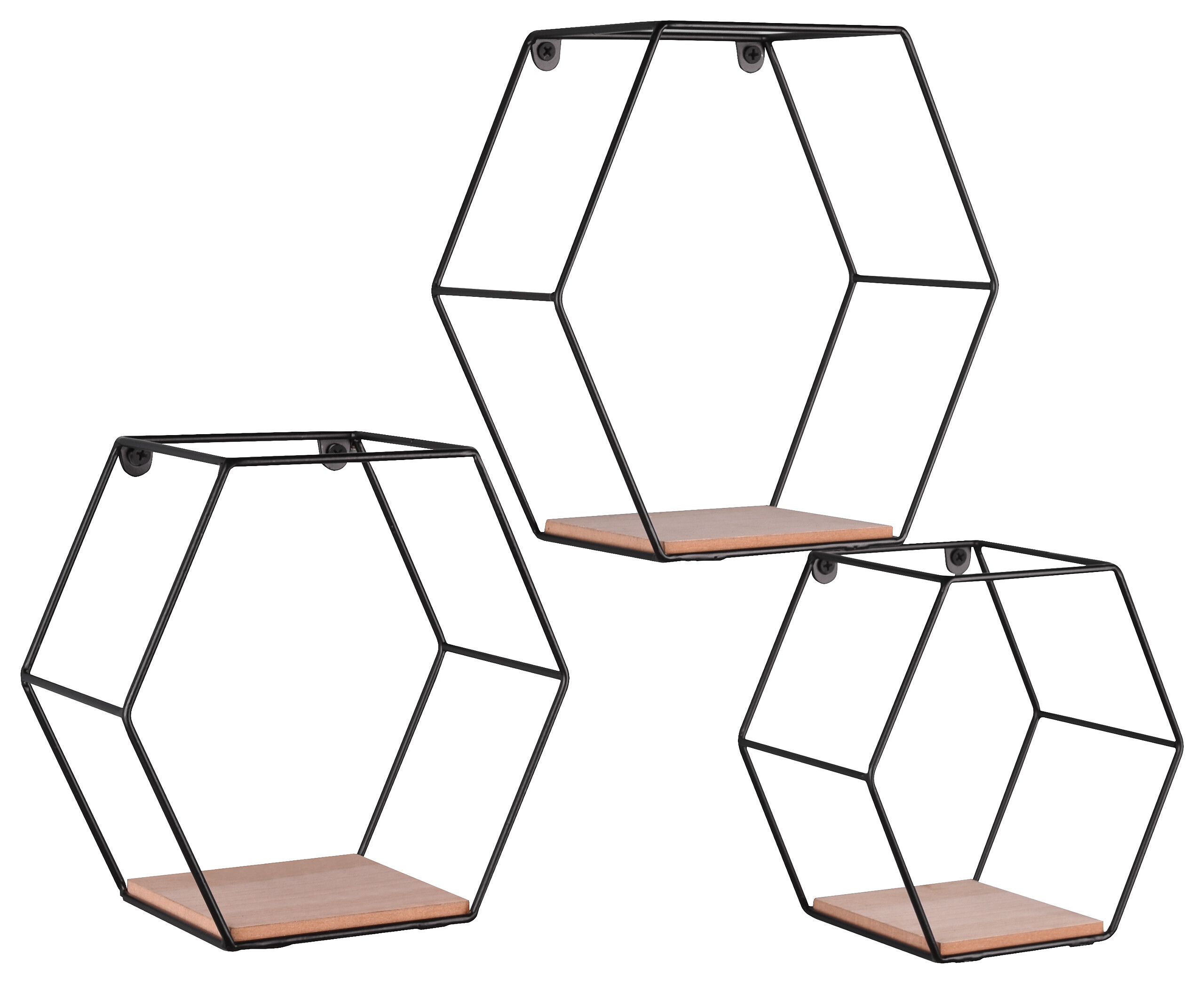 Wandregal CHIARA, 3-teilig schwarz B/H/T: ca. 22x22x11 cm