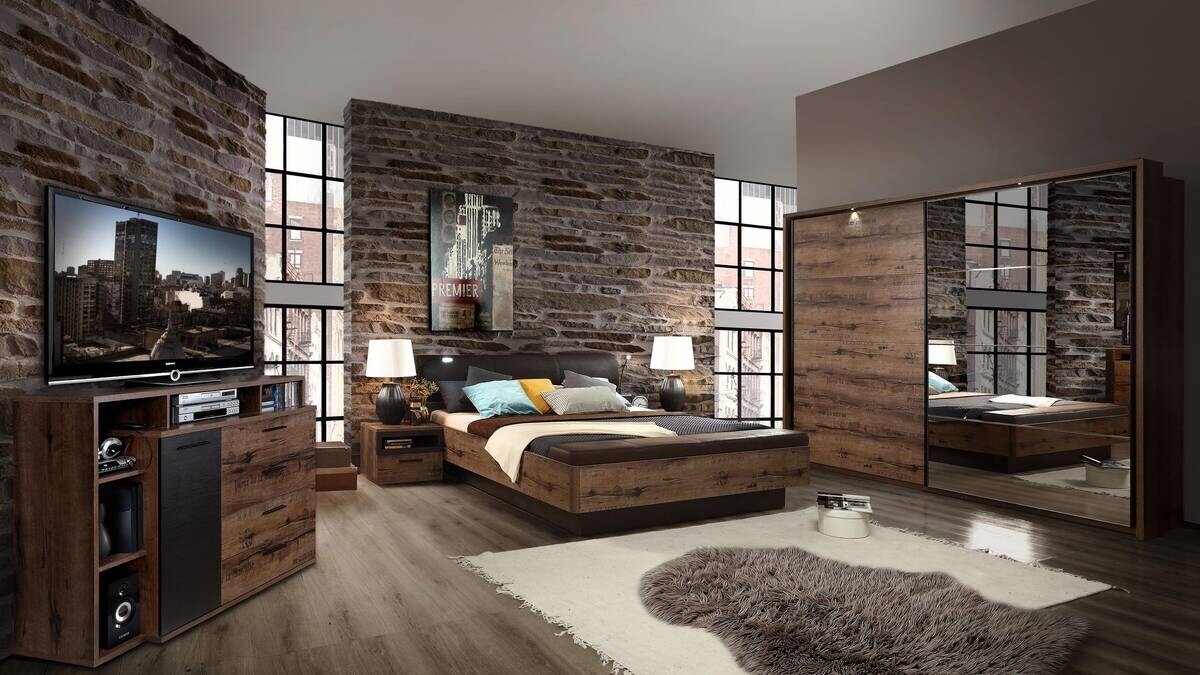 Bett schlamm Eiche Nachbildung B/H/T: ca. 219,8x90x242,2 cm