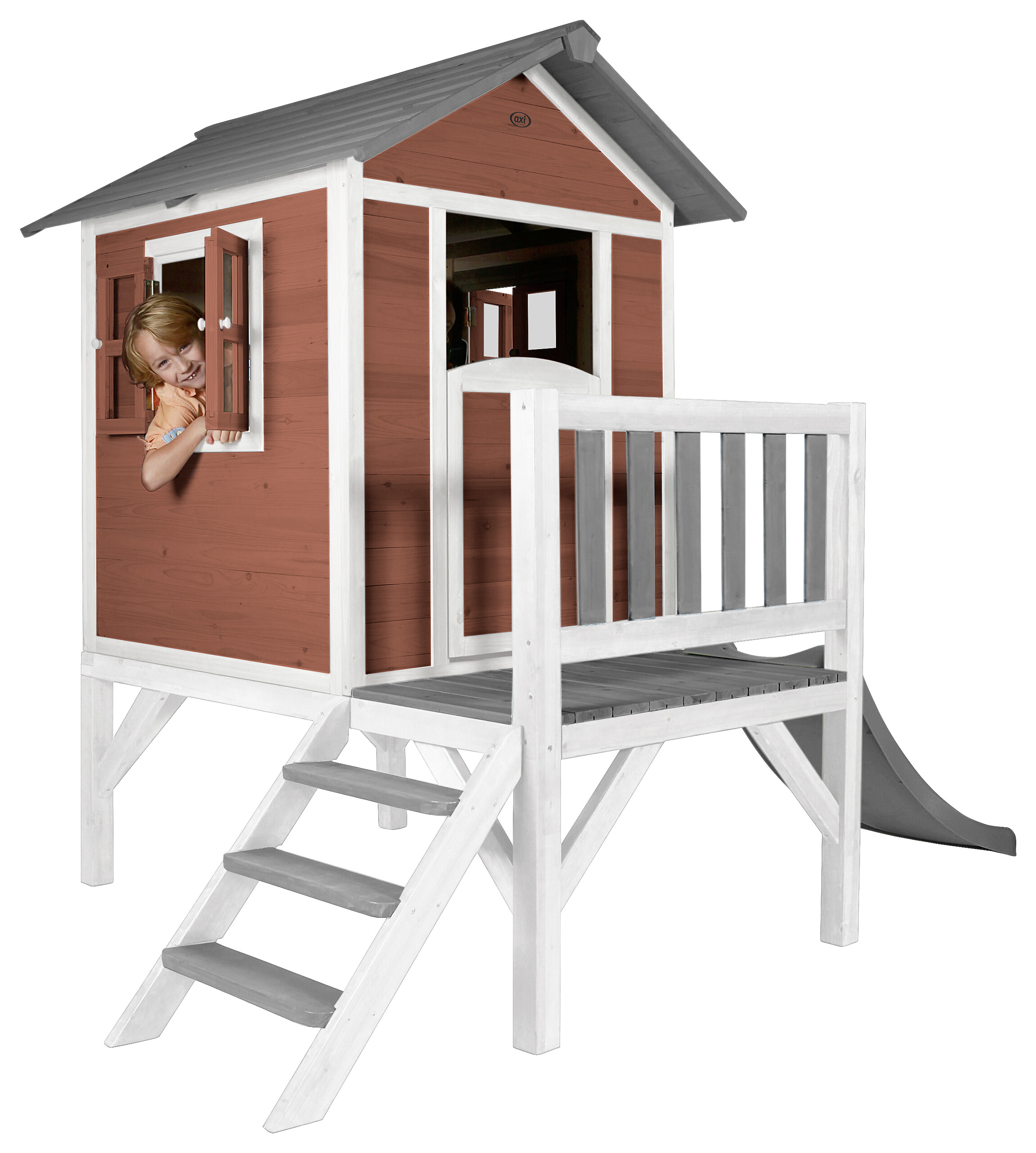 AXI Spielhaus Lodge XL rot B/H/L: ca. 240x189x167 cm