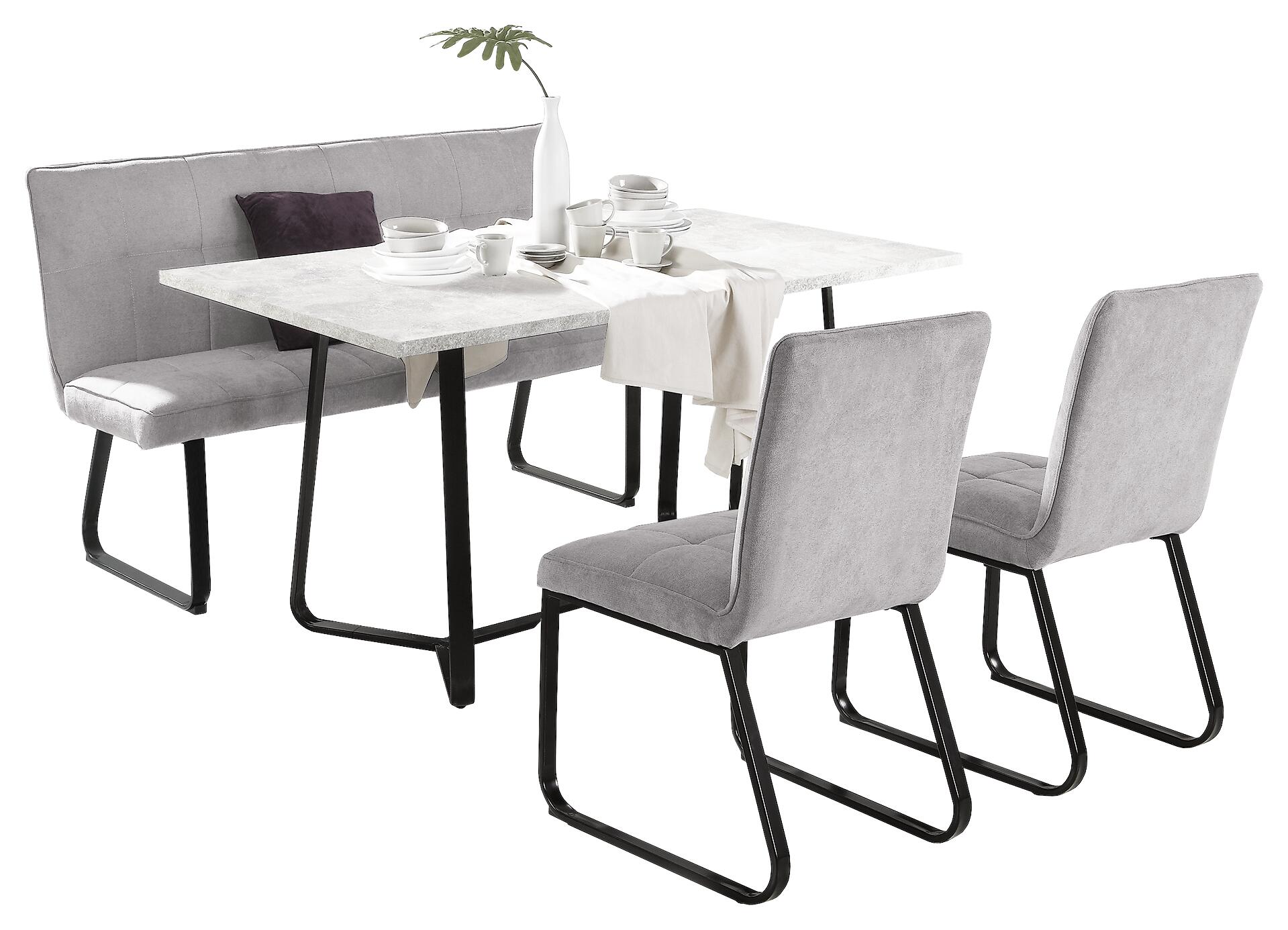 Stuhl TALEA  2er-Set hellgrau schwarz Webstoff Metall B/H/T: ca. 46x86x55 cm