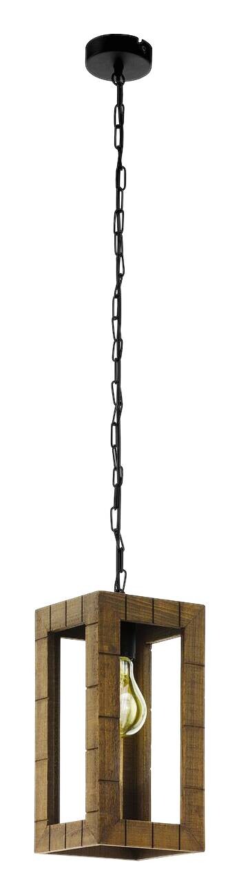 Eglo Pendelleuchte Takhira braun schwarz Metall Holz B/H/L: ca. 17x110x17 cm E27 1 Brennstellen