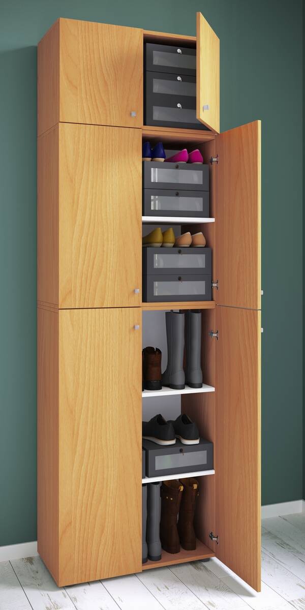 Schuhschrank Lona buche weiß B/H/T: ca. 70x223x39 cm