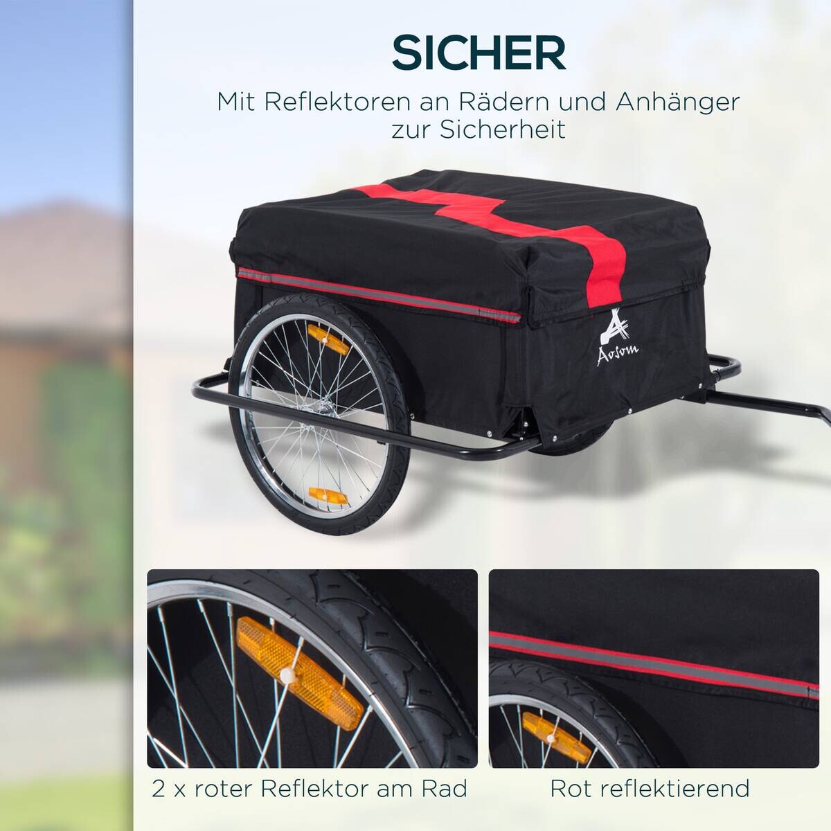 HOMCOM Fahrradanhänger schwarz schwarz B/H/L: ca. 61x845x38 cm