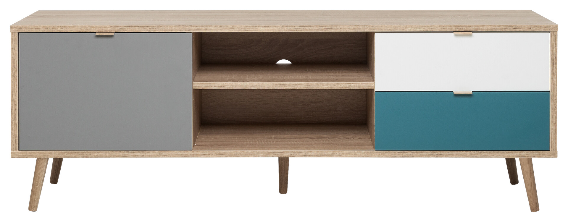 TV-Lowboard Cuba Eiche Sonoma Nachbildung weiß grau petrol B/H/T: ca. 150x52x40 cm