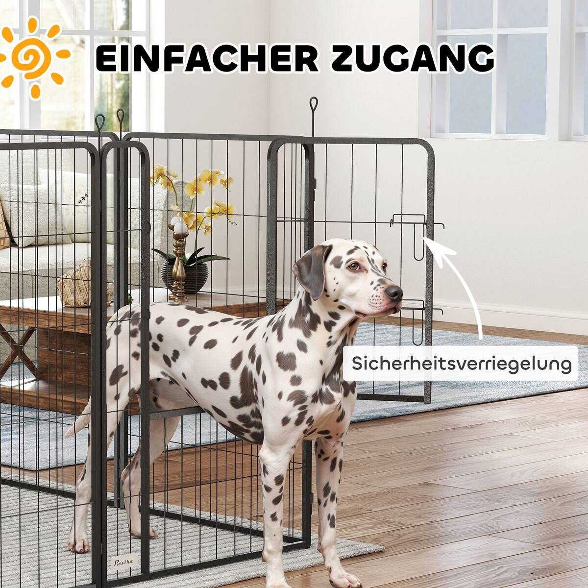 PawHut Welpenauslauf schwarz Stahl B/H/L: ca. 204x100x204 cm