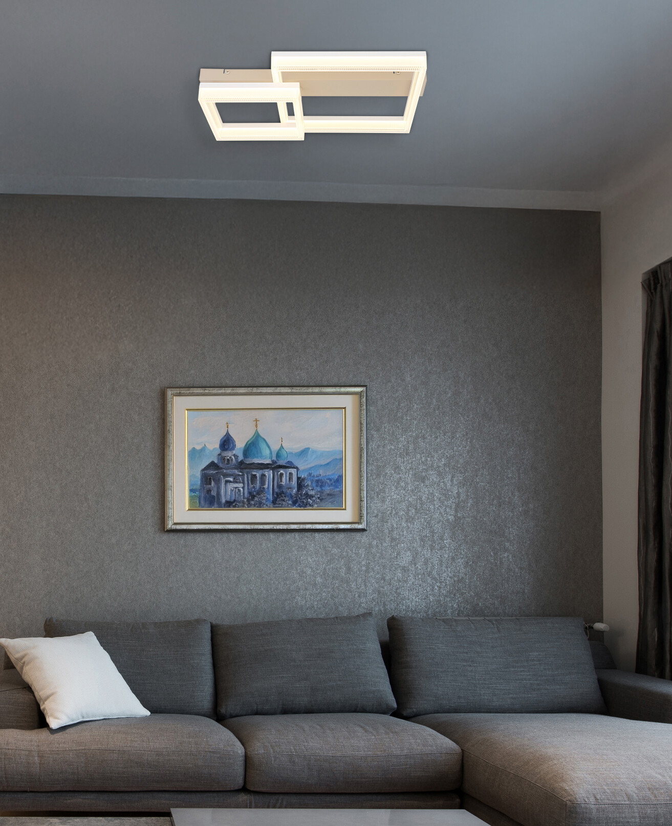 GLOBO Deckenleuchte sand weiß Kunststoff Metall B/H/L: ca. 33x12,3x53 cm 1 Brennstellen