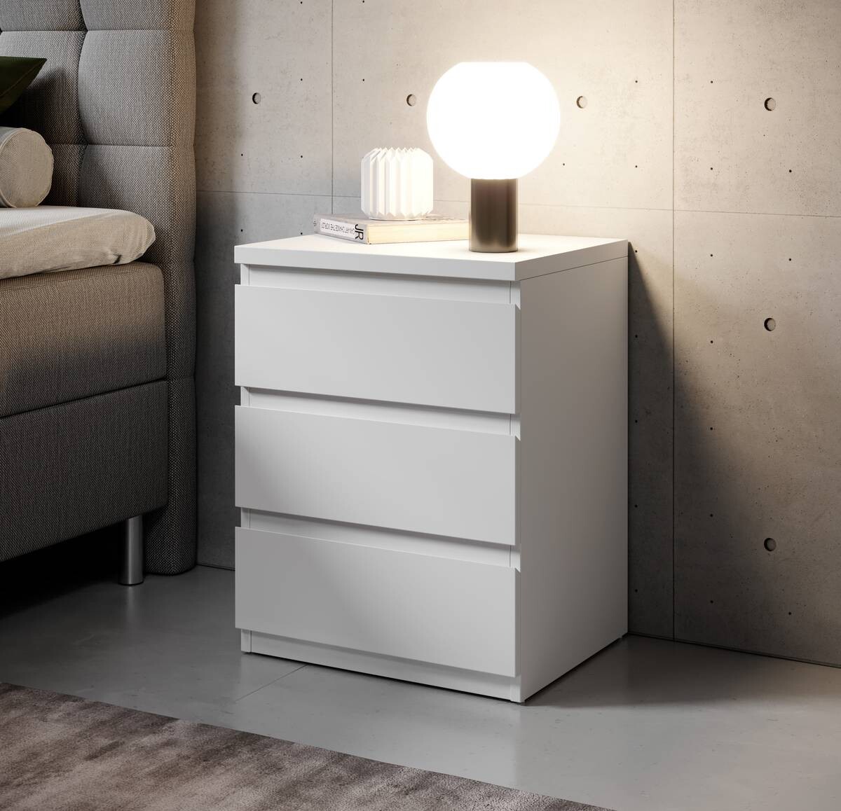 Nachtkonsole Olli weiß B/H/T: ca. 45x61x38 cm