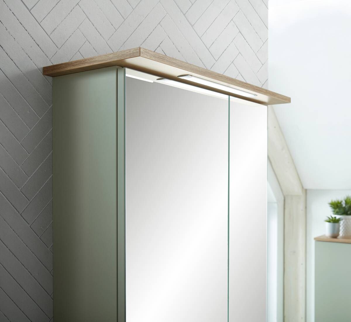 Lichtspiegel Quickset 963 salbei Nachbildung Eiche Riviera Nachbildung B/H/T: ca. 60x72x20 cm