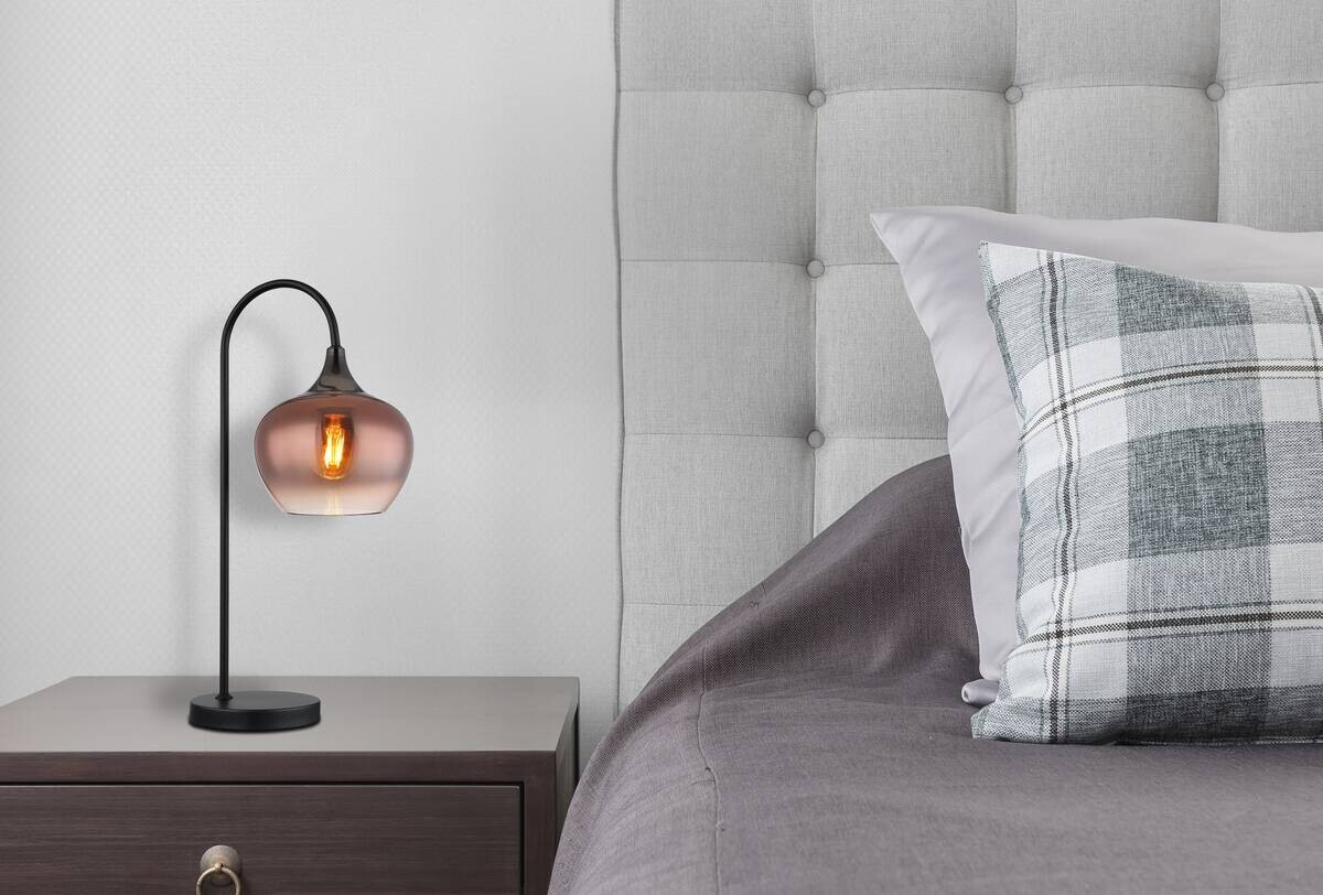 GLOBO Tischleuchte Chromix Anthrazit Kupfer mattschwarz Glas Metall B/H/T/L: ca. 16x54x27,5x27,5 cm E27 1 Brennstellen