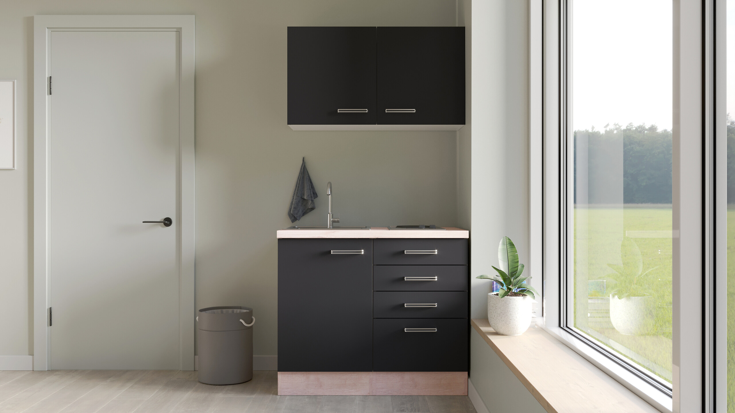 Küchenblock Elva anthrazit B/H/T: ca. 100x200x60 cm Küchenblock Elva anthrazit B/H/T: ca. 100x200x60 cm